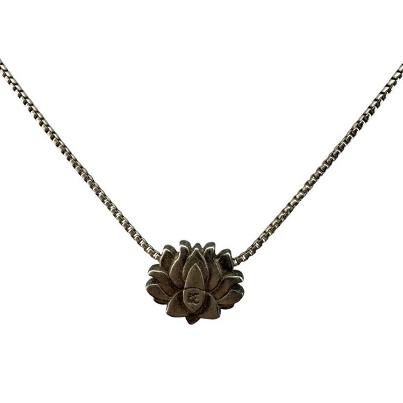 Alex And Ani Sterling Silver Lotus Charm Necklace 925 Box Chain Womens Jewelry - Picture 1 of 7